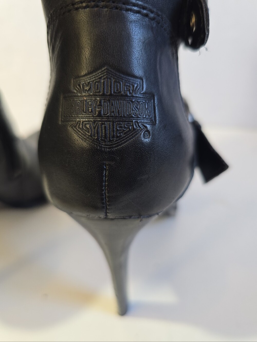 Harley Davidson Janelle Womens Black Knee-High Buckle Stiletto Boots Size 8.5 - Picture 11 of 15